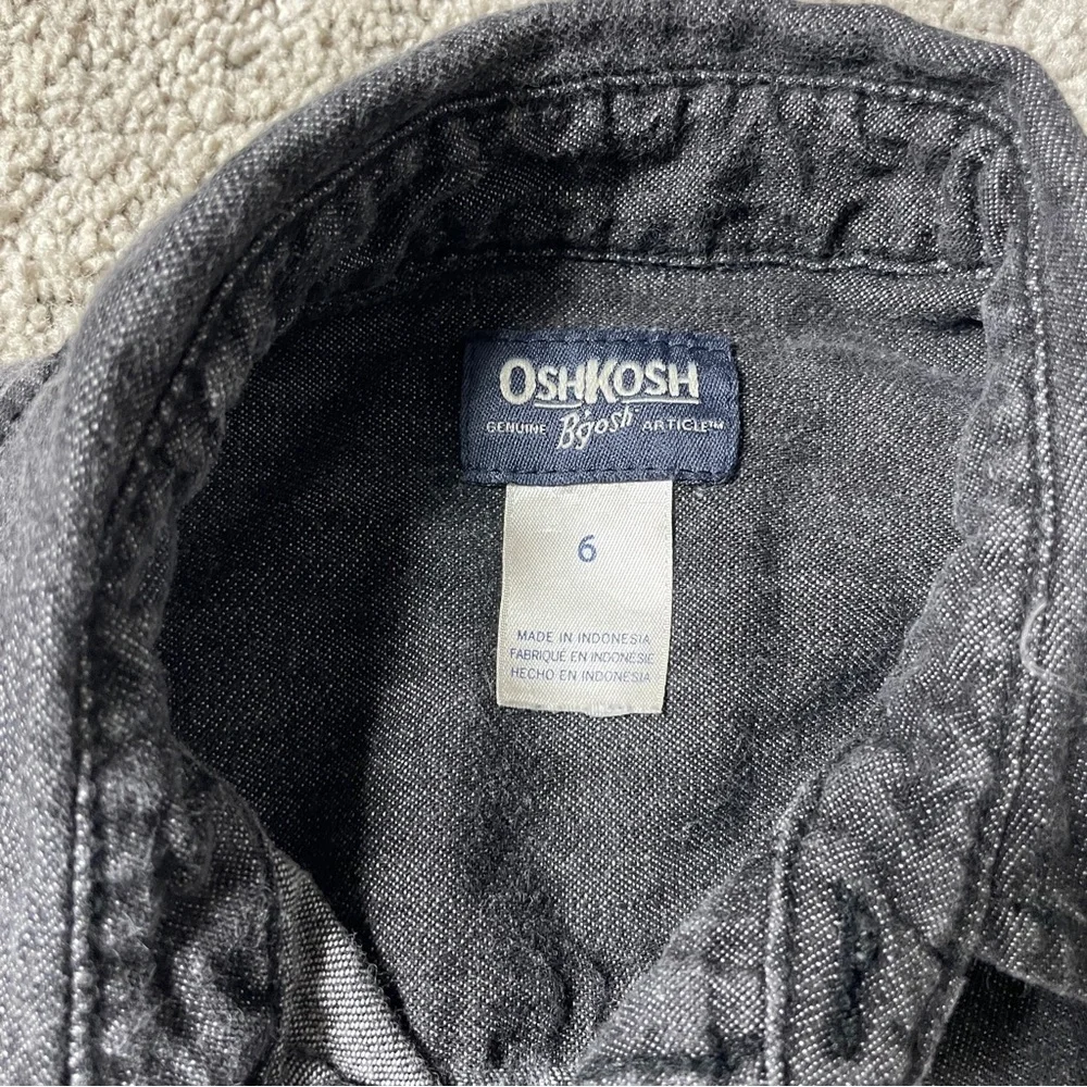 Oshkosh B’Gosh black‎ denim button down shirt kids size 6